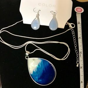 “Color” Silver & “Ocean” Pendant w/Free Earrings